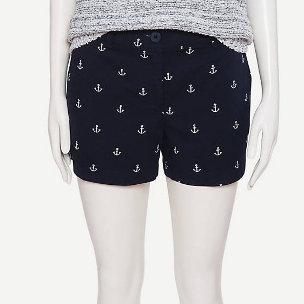 LOFT outlet mid rise shorts, 36", blue